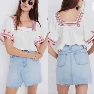 Madewell Rigid Denim A-Line Skirt Cut Out Edition Raw Hem Size 27